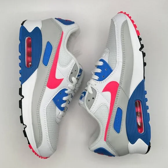 Nike Air Max 90 III Womens Gym Shoes White Red Blue Coral DA8856-100 NEW Size 10 - Picture 8 of 12